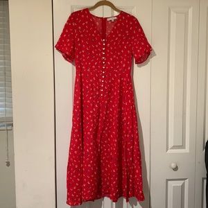 Ivy City Allie Red Floral Midi Dress
